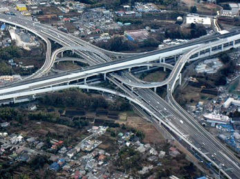 外環道路川口ジャンクション（埼玉県）鋼桁塗装