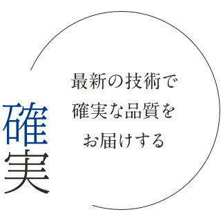 確実 最新の技術で確実な品質をお届けする